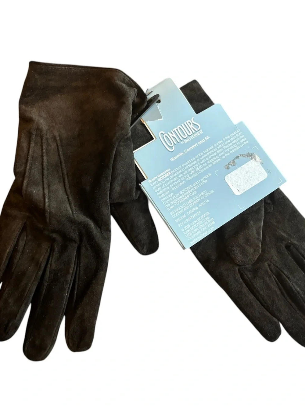 New Women’s Black Suede like Isotoner Contours Gloves
